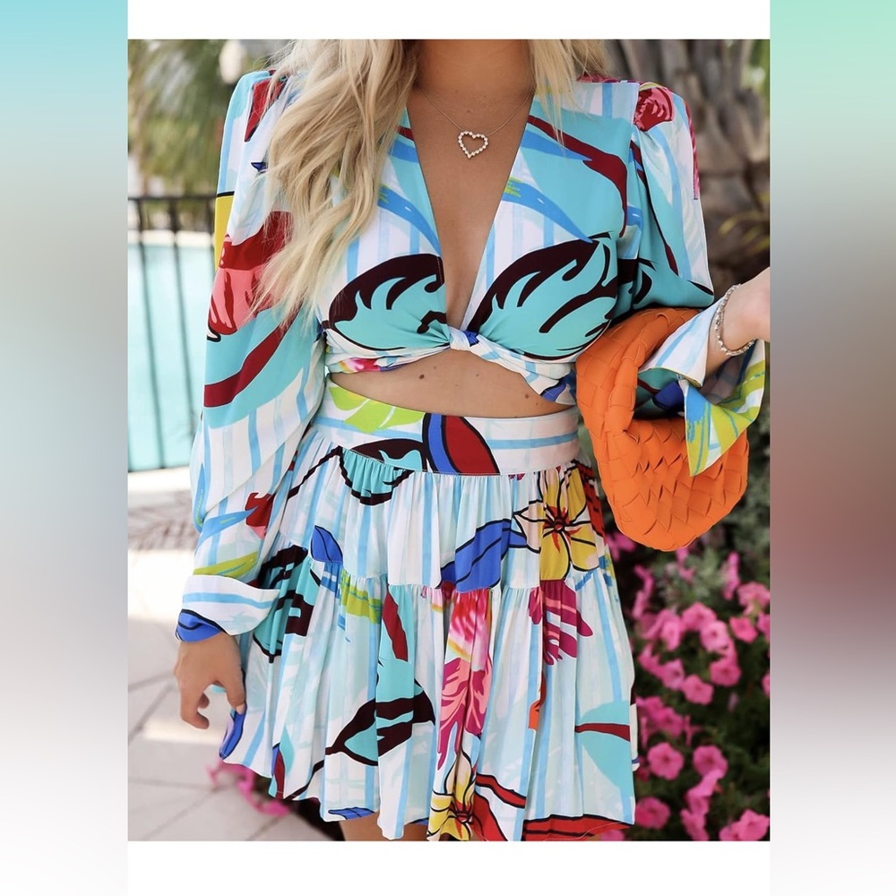 NWT The Drop Women's Floral Print Tiered Mini Skirt and Top Set by @whitneynrife